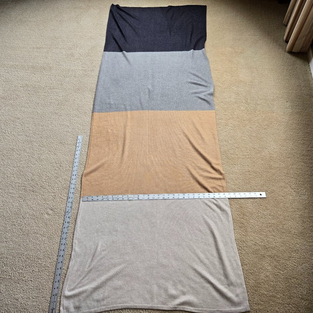 Cashmere Cotton Colorblock Scarf Neutral Colors - Picture 3 of 11